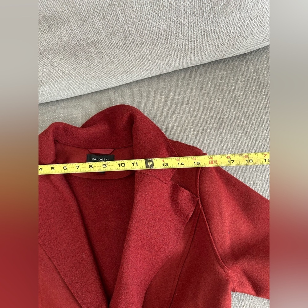 Halogen Burgundy Wool Blend Preppy Minimalist Coat Size XS - Picture 7 of 13